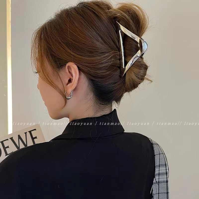 Metal Geometric Hair Claw Crab Hairpins Fashion Cross Hair Clips Barrettes Women Girls Korean Ponytail Clip Hair Accessories