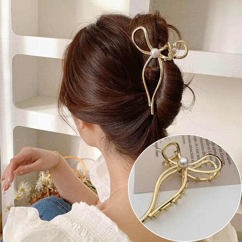 Metal Geometric Hair Claw Crab Hairpins Fashion Cross Hair Clips Barrettes Women Girls Korean Ponytail Clip Hair Accessories