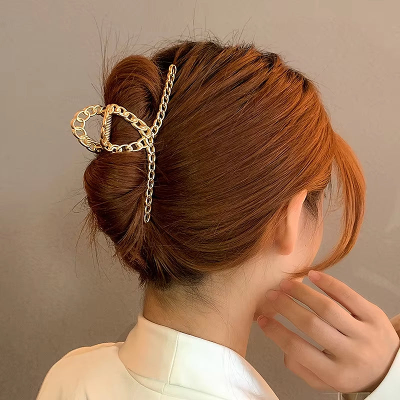 Metal Geometric Hair Claw Crab Hairpins Fashion Cross Hair Clips Barrettes Women Girls Korean Ponytail Clip Hair Accessories