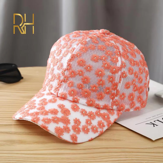 Women'S Baseball Caps Lace Sun Hats Breathable Mesh Floral Hat Gorras Summer Cap Snapback Casquette Cap